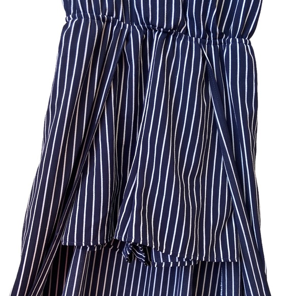 PURPLE SNOW ROMPER WITH MAXI OUTER SKIRT, BLUE AND WHITE STRIPED, V-NECK, SIZE M - Picture 3 of 9